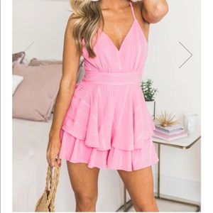Pink Lily Pink Dress Romper Size Medium
